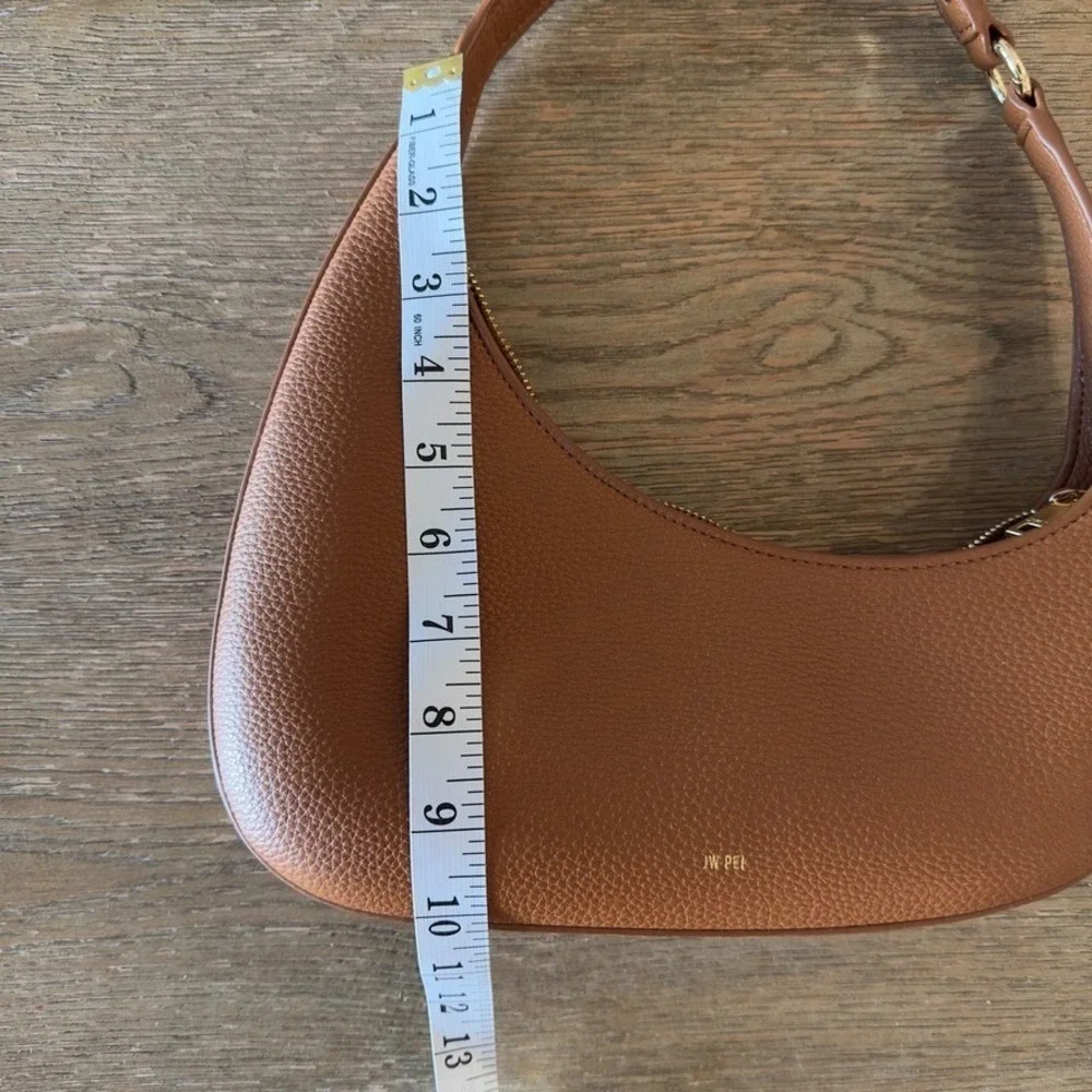 JW Pei Women's Brown Leather Shoulder Bag 'Harlee' Asymmetrical Gold Zipper NWOT